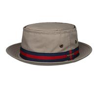 Stetson Cappello Classic Band Pork Pie Uomo - in Cotone da Sole con Nastro Grosgrain, Grosgrain Estate Primavera/Estate - S (54-55 cm) Beige