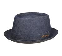 Stetson Cappello Danvick Denim Pork Pie Donna/Uomo - Made in Italy Estivo Cotone da Sole con Fodera Primavera/Estate Primavera Estate - M (56-57 cm) Denim-Blu Scuro