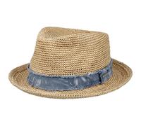 Stetson Cappello di Paglia Crochet Rafia Fedora Donna/Uomo - Cappelli da Spiaggia Sole Primavera/Estate Estate - M (56-57 cm) Natura