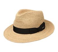 Stetson Cappello di Paglia Jenkins Crochet Donna/Uomo - Made in Italy da Sole Cappelli Spiaggia con Nastro Grosgrain Estate Primavera/Estate - L (58-59 cm) Natura