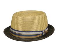 Stetson Cappello di Paglia Licano Toyo Pork Pie Donna/Uomo - Cappelli da Spiaggia Sole con Fodera, Nastro in Grosgrain Estate Primavera/Estate - M (56-57 cm) Oliva