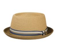 Stetson Cappello di Paglia Licano Toyo Pork Pie Donna/Uomo - Cappelli da Spiaggia Sole con Fodera, Nastro in Grosgrain Estate Primavera/Estate - M (56-57 cm) Marrone