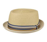 Stetson Cappello di Paglia Licano Toyo Pork Pie Donna/Uomo - Cappelli da Spiaggia Sole con Fodera, Nastro in Grosgrain Estate Primavera/Estate - S (54-55 cm) Natura