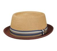 Stetson Cappello di Paglia Licano Toyo Pork Pie Donna/Uomo - Cappelli da Spiaggia Sole con Fodera, Nastro in Grosgrain Estate Primavera/Estate - XL (60-61 cm) Natura-Rosso
