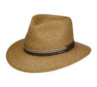 Stetson Cappello di Paglia Mandeco Toyo Donna/Uomo - Traveller da Sole con Fascia in Pelle Estate Primavera/Estate - L (58-59 cm) Marrone