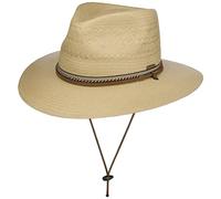 Stetson Cappello di Paglia Ralcott Traveller Donna/Uomo - da Sole Cappelli Spiaggia con sottogola, Fascia in Pelle Estate Primavera/Estate - L (58-59 cm) Natura