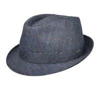Stetson Cappello di Seta Classic Trilby Uomo - Made in Italy Tessuto con Fodera Estate/Inverno Primavera Estate Autunno Inverno - L (58-59 cm) Denim-Blu Scuro