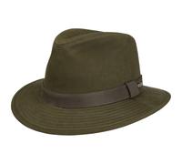 Stetson Cappello di Tessuto Waxed Traveller Uomo - da Sole Pioggia Outdoor con Fodera, Fascia in Pelle, Pelle Autunno Estate Primavera Inverno Estate/Inverno - L (58-59 cm) Oliva
