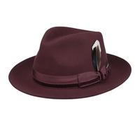 Stetson Cappello in Lana Grayson Fedora Uomo - Bogart di Feltro con Nastro Grosgrain Autunno/Inverno Autunno Inverno - M (56-57 cm) Rosso Bordeaux