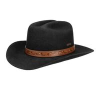 Stetson Cappello in Lana Western Open Road Uomo - da Cowboy di Feltro con Fascia Pelle Autunno Estate Primavera Inverno Estate/Inverno - M (56-57 cm) Nero