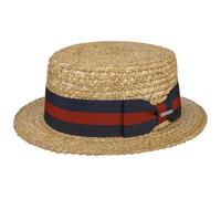 Stetson Cappello in Paglia di Grano Boater Donna/Uomo - Estivo da Sole con Nastro Grosgrain Estate Primavera/Estate - XL (60-61 cm) Natura