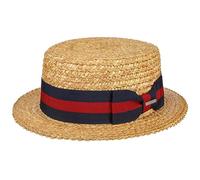 Stetson Cappello in Paglia di Grano Boater Donna/Uomo - Estivo da Sole con Nastro Grosgrain Estate Primavera/Estate - XXL (62-63 cm) Natura