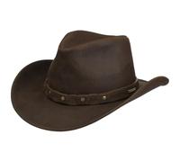 Stetson Cappello in Pelle Calf Split Western Uomo - Feltro di Lana da Cowboy con Fodera, Fascia Inverno Autunno/Inverno - XL (60-61 cm) Marrone