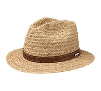 Stetson Cappello in Rafia Barnell Traveller Uomo - di Paglia Estivo da Sole con Fascia Pelle Estate Primavera/Estate - L (58-59 cm) Natura