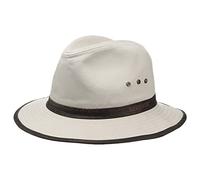 Stetson Cappello Outdoor in Cotone AVA Uomo - Outback avventuriero con Fascia Pelle, pistagna Estate Primavera/Estate - M (56-57 cm) Beige Chiaro