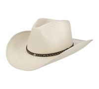 Stetson Cappello Pittsfield Western Toyo Donna/Uomo - da Sole Cowboy con Fascia in Pelle Primavera/Estate Primavera Estate - L (58-59 cm) Bianco Crema