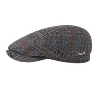 Stetson Coppola Burnet Harris Tweed Uomo - Made in The EU Cappellino Lana Cappello Piatto con Visiera, Fodera Inverno Autunno/Inverno - 57 cm Grigio