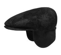 Stetson Coppola con Paraorecchie Kent Pigskin Uomo - Made in The EU Berretto Pelle Cappello Piatto Protezione Orecchie Visiera, paraorecchie, Fodera Inverno Autunno/Inverno - L (58-59 cm) Nero