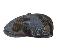 Stetson Coppola Hatteras Classic Patchwork Uomo - Made in The EU Berretto Newsboy Cappello Piatto con Visiera, Fodera Inverno Autunno/Inverno - S (54-55 cm) Marrone-Blu