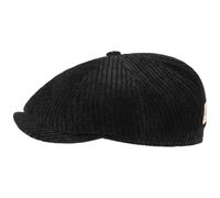 Stetson Coppola Hatteras Corduroy Jersey Uomo - Made in The EU Berretto Newsboy Cappello Piatto con Visiera, Fodera Inverno Autunno/Inverno - XL (60-61 cm) Nero