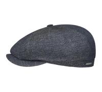 Stetson Coppola Hatteras Ellington Donna/Uomo - Made in The EU Cappellino Lana Cappello Piatto Berretto Lino con Visiera, Fodera, Fodera Estate Estate/Inverno - 60 cm Blu-Grigio