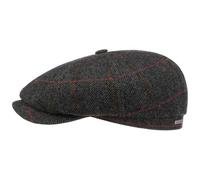 Stetson Coppola Hatteras Gallanger Wool Donna/Uomo - Made in The EU Cappellino Lana Berretto Newsboy con Visiera, Fodera Inverno Autunno/Inverno - XL (60-61 cm) Nero-Grigio