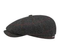 Stetson Coppola Hatteras Gallanger Wool Donna/Uomo - Made in The EU Cappellino Lana Berretto Newsboy con Visiera, Fodera Inverno Autunno/Inverno - XL (60-61 cm) Nero-Grigio