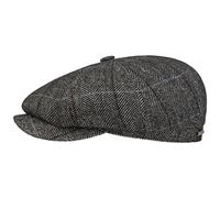 Stetson Coppola Hatteras Gallanger Wool Donna/Uomo - Made in The EU Cappellino Lana Berretto Newsboy con Visiera, Fodera Inverno Autunno/Inverno - XXL (62-63 cm) Grigio-Nero