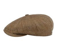 Stetson Coppola Hatteras Pascoli Uomo - Made in The EU Berretto di Seta Newsboy con Visiera, Fodera Estate Primavera/Estate - 58 cm Beige-Marrone