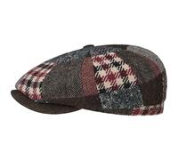 Stetson Coppola Hatteras Patchwork Mix Uomo - Made in The EU Berretto Newsboy con Visiera, Fodera Inverno Autunno/Inverno - L (58-59 cm) Rosso Scuro