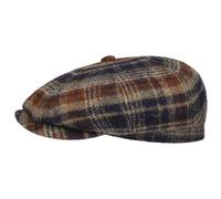 Stetson Coppola Hatteras Shetland Plaid Uomo - Berretto Newsboy con Visiera, Fodera Inverno Autunno/Inverno - L (58-59 cm) Blu Scuro