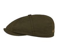 Stetson Coppola Hatteras Waxed Cotton WR Uomo - cap Berretto Newsboy con Visiera, Fodera, Fodera Inverno Autunno/Inverno - L (58-59 cm) Oliva