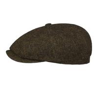 Stetson Coppola Hatteras Wool Melange Uomo - Made in Germany Berretto Newsboy Cappello Piatto con Visiera, Fodera Inverno Autunno/Inverno - 62 cm Oliva