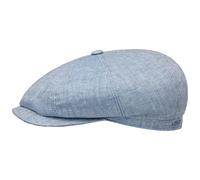 Stetson Coppola in Lino Hatteras Classic Donna/Uomo - Made The EU Berretto Newsboy con Visiera, Fodera Inverno Autunno Primavera Estate Estate/Inverno - 58 cm Azzurro