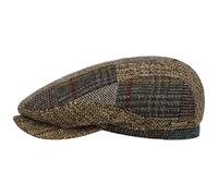 Stetson Coppola Mandeo Driver Patchwork Uomo - Made in The EU Cappellino Lana Cappello Piatto con Visiera, Fodera Inverno Autunno/Inverno - S (54-55 cm) Beige-Marrone