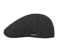Stetson Coppola Texas Wool Herringbone Uomo - Made in The EU Cappello Invernale Berretto Piatto Cappellino Lana con Visiera, Fodera Autunno/Inverno - L (58-59 cm) Nero-Grigio, (6610501)