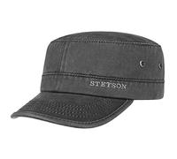 Stetson Datto Cappellino Army Uomo - Cappellino in Cotone Repellente all’Acqua - Cappellino Urbano con Protezione Solare 40 + - Estate/Inverno - Aspetto Lavato in Pelle - Nero L (58-59 cm)