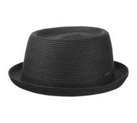 Stetson Dawson Black Pork Pie da Uomo - con Protezione UV 40 - Cappello da Spiaggia in cartapaglia - Paglia Intrecciata - Cappello da Sole Primavera/Estate Nero S (54-55 cm)