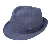 Stetson Geneva Trilby in Lino Donna/Uomo - Made Italy Cappello di Tessuto Estivo da Sole con Fodera Estate Primavera/Estate - 53 cm Blu