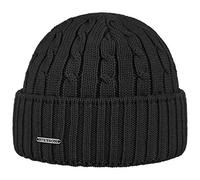 Stetson Georgia Wool Berretto a Maglia Donna/Uomo - Made in Germany Beanie Invernale Lavorato con Risvolto, Risvolto Autunno/Inverno - Taglia Unica Nero