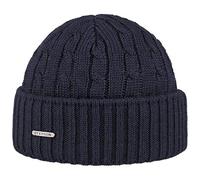 Stetson Georgia Wool Berretto a Maglia Donna/Uomo - Made in Germany Beanie Invernale Lavorato con Risvolto, Risvolto Autunno/Inverno - Taglia Unica Blu