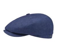 Stetson Coppola in Lino Hatteras Classic Donna/Uomo - Berretto Newsboy con Visiera, Fodera Primavera/Estate Primavera Estate Autunno Inverno Autunno/Inverno - 56 cm Blu-Melange