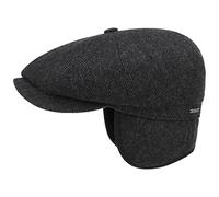 Stetson Coppola Hatteras Classic Ear Flaps Uomo - Made in The EU Berretto Newsboy Cappellino Lana Protezione Orecchie con Visiera, paraorecchie, Fodera Inverno Autunno/Inverno - 59 cm Nero-Grigio