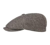 Stetson Hatteras Classic Wool Berretto con Visiera - Coppola da Uomo - con Fodera in Cotone - Cappello Maschile con Motivo a Spina di Pesce - Autunno/Inverno Marrone Scuro 58 cm