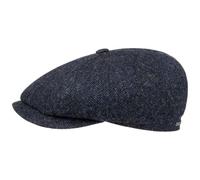 Stetson Hatteras Classic Wool Berretto con Visiera - Coppola da Uomo - con Fodera in Cotone - Cappello Maschile con Motivo a Spina di Pesce - Autunno/Inverno Nero-Blu 61 cm