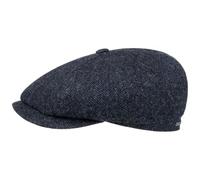 Stetson Hatteras Classic Wool Berretto con Visiera - Coppola da Uomo - con Fodera in Cotone - Cappello Maschile con Motivo a Spina di Pesce - Autunno/Inverno Nero-Blu 56 cm