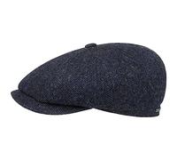 Stetson Hatteras Classic Wool Berretto con Visiera - Coppola da Uomo - con Fodera in Cotone - Cappello Maschile con Motivo a Spina di Pesce - Autunno/Inverno Nero-Blu 62 cm