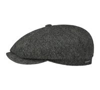 Stetson Hatteras Classic Wool - Berretto con visiera, da uomo, con fodera in cotone, grigio/nero, 58