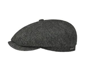Stetson Hatteras Classic Wool - Berretto con visiera, da uomo, con fodera in cotone, grigio/nero, 58
