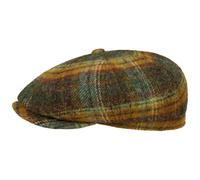 Stetson Coppola Hatteras Shetland Plaid Uomo - Berretto Newsboy con Visiera, Fodera Inverno Autunno/Inverno - M (56-57 cm) Oliva
